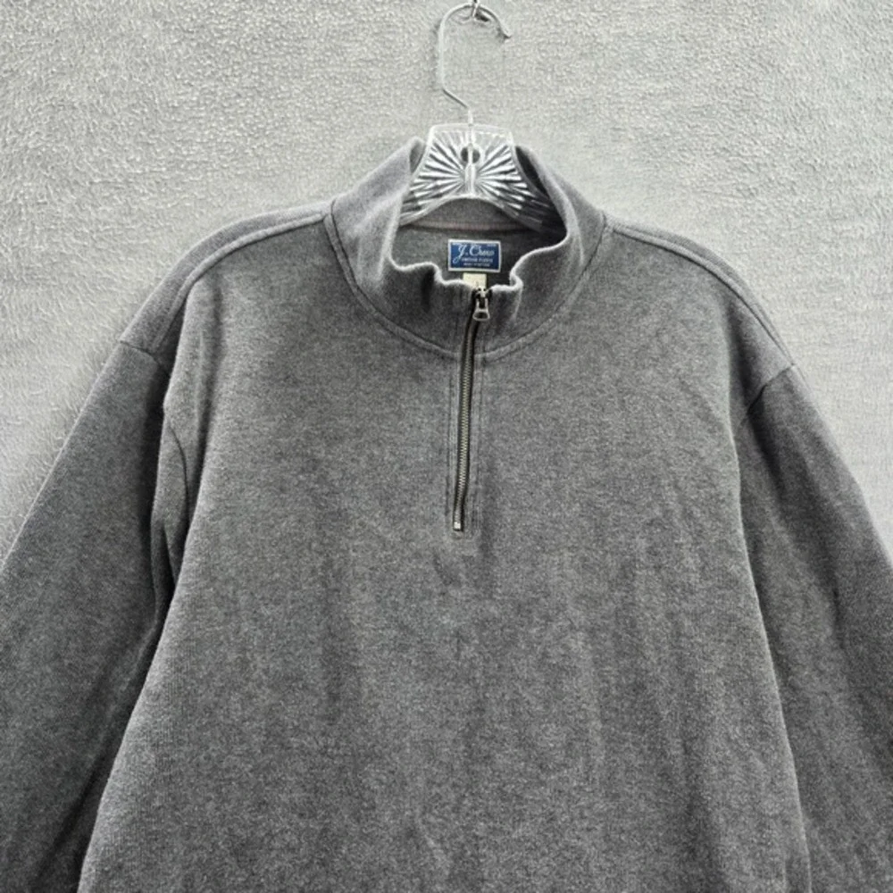 VINTAGE J Crew Men‎ Sweatshirt XL Gray Fleece Pockets 1/4 Zip Long Sleeve Y2K